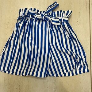 Paper bag printed shorts blue and white